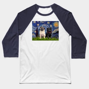 Starry Night (Adapted fro Van Gogh) Now Featuring Two Pugs Baseball T-Shirt